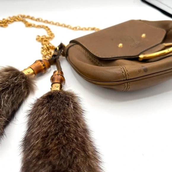 Gucci Small Brown Fur Accent Smilia Bag